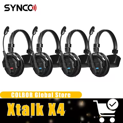 Synco Xtalk X4 4-Users 2.4G Wireless Headset Microphone with Smart AEC Technology Expanded Team Comm