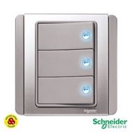 SCHNEIDER HOTEL SWITCH 3G NEO E3033H2 EBGS 3 GANG 2 WAY WITH BLUE LED