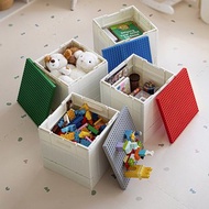 日本霜山 繽紛積木造型摺疊收納箱25L(送台製積木1kg)-多色可選