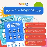 Bu Guru Ria - Educational Hand Wash Poster, Clear, Full Color, & Waterproof | Classroom & School Dec
