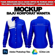 Baju Korporat Wanita Long Sleeve Mockup for Photoshop (PSD Files)