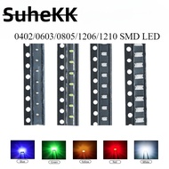 100 pieces of 0402 0603 0805 1206 1210 SMD LED red, yellow, green, white, blue LED lights