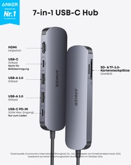 Anker USB C Hub 7-in-1 Multi-Port USB C Adapter for Laptops 4K 60Hz HDMI100W Max Power Delivery 3 US