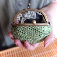 絕美仙氣禮物*若草/零錢包S 京都匠人【高級和服紬】口金包薄荷綠