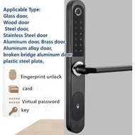 Smart fingerprint door lock  Broken bridge aluminum doors narrow household fingerprint lock door sli