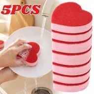 5Pcs Double Sided Kitchen Dishwashing Sponges Heart Shaped Dual Layer Soft Absorbent Pot Pan Sink Sc
