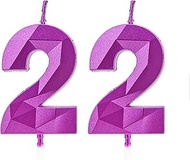 22th Birthday Candles, Purple Number Candles, Birthday Decoration, Happy Birthday Cake Toppers for B