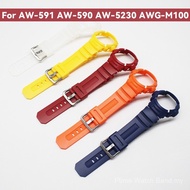 For AW-591 AW-590 AW-5230 AWG-M100 AWG-M101 Strap Comfortable Resin Band Sports Silicone Case & Stra