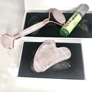 Bộ Guasha Massage Thanh lăn đá thạch anh - Guasha trị liệu Thạch Anh - Dầu Thảo Mộc Sả Gừng - Dầu Th