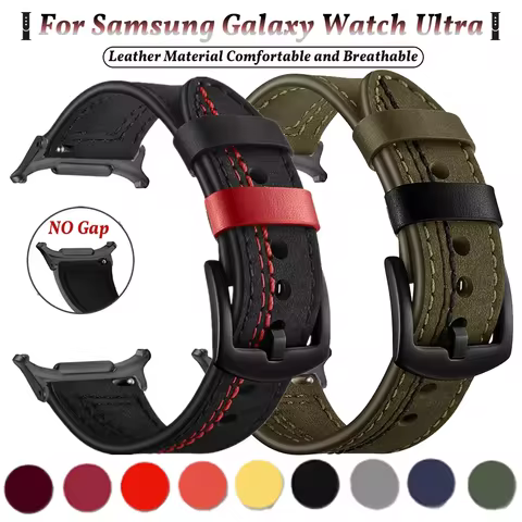 No Gaps Leather Band For Samsung Galaxy Watch 7 Ultra 47mm SmartWatch Bracelet Galaxy Watch 7 Ultra 