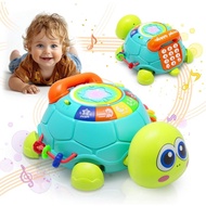 VoMii Musical Turtle Baby Toys 6 to 12 Months, Infant Crawling Tummy Time Development Toy, Light up 