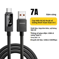 Cáp ESSAGER 100W USB Type C Sang USB C Sạc Nhanh 5A E-Marker Cho MacBook iPhone 17 16 15 iPad Samsun