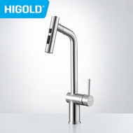 HIGOLD Kitchen Faucet Cold Water Hot Water Faucet Gold Tap Pull Down Faucet Spray Rose Gold 304 Stainless Steel Faucet