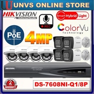 HIKVISION HIK 8 Channel 4.0MP Smart Hybrid Light POE + COLORVU + MIC / AUDIO 8CH NVR + 4MP PoE CAMER