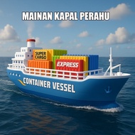 Children's Cargo Cruiser Ship Toy Size 30cm Pullback Cargo Ship Toy SNI Expedition Ship Goods