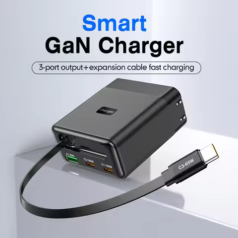 New Multi Ports 295W GaN Wall Charger 2C1A With 65W Retractable Type C Cable Fast Charging for Phone