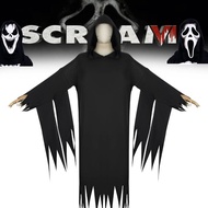 Horror Scream VI Grimace Killer Cosplay Black Cloak Cosplay Costume Horror Ghost Mask Halloween Carn