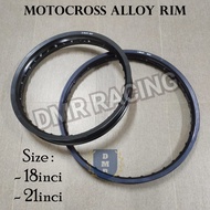 Motocross 18/21 Alloy Rim Kosong Black Colour (1.60x21 2.15x18)