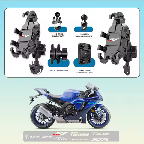 For YAMAHA R7 YZF YZFR7 R6 R3 R1 R7 R15 R125 YZFR6 Phone Mount Stand Motorcycle Holder 360° Rotatabl