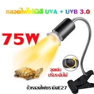 【hot】75Wหลอดไฟให้ความร้อนและรังสี UVA + UVB 3.0 ไฟนก ไฟเต่า ไฟสัตว์เลื้อยคลาน ใช้คู่กับขั้วหลอดไฟเซร