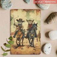 HELLOYOUNG Vintage Metal Wall Sign Western Cowboy Decor For Barn Ranch Farm Outdoor 7x12 Inch Rustic