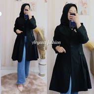 Long blazer coat suede black imfort