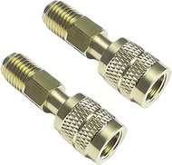 R32 R454B Refrigerant Brass Adapter, 1/4" Female to Male Reverse Thread, Low-Loss Quick Connect with