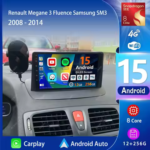 Android 15 Carplay Auto Car Radio Multimedia Player For Renault Megane 3 Fluence Samsung SM3 2008 - 