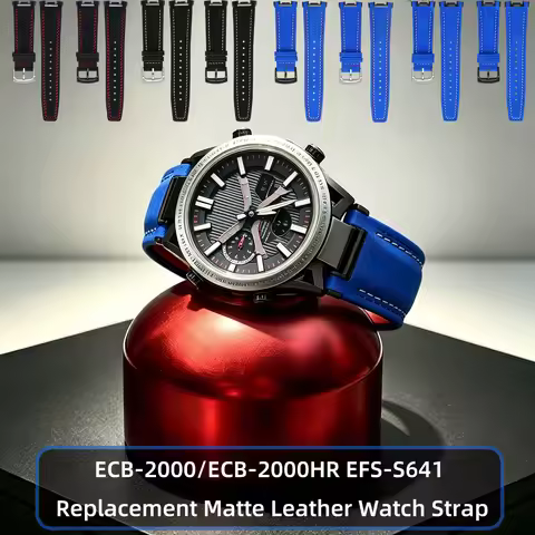Matte Genuine Leather Watch Strap Modification Accessory For Casio EDIFICE ECB-2000 ECB-2000HR/PB EC