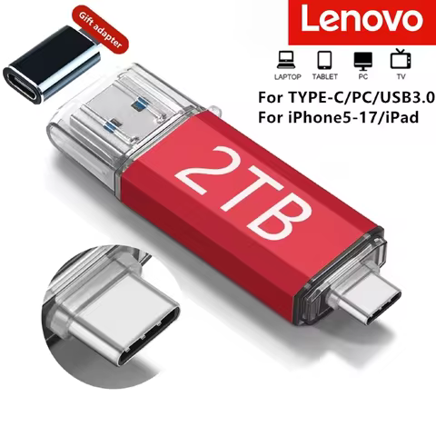 Lenovo 2TB OTG USB Flash Drive USB 3.0 Type C For iPhone 1TB 512GB Pendrive Samsung Huawei Xiaomi An