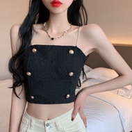 Bra Tanktop Button Wanita 6970 Summer Crop Top Elastis Tali Rantai Style Korean ptt