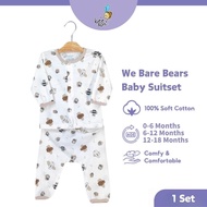 We Bare Bears 0-18M Set Baju Bayi / Baby Boy Girl Newborn Basic Knit Suit Set Long Sleeves & Pants 3