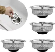 全城熱賣 - 水槽篩檢程式，4 件裝，不銹鋼廚房排水組件，8.5 公分寬邊直徑，適合廚房和浴室水槽