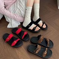 D163-Freeters Buckle Strap Suede Soft Q Flat Sandals Sole Height 3.5cm