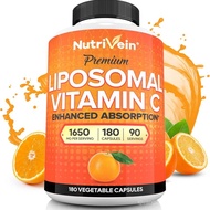 Suplemen Vitamin C Liposomal Premium Nutrivein 1650mg - 180 Caps: Kapsul Vitamin C Penyerapan Tinggi