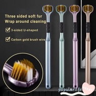 POPULARFR 4pcs Soft Hair Toothbrush, Oral Care Wrapped 3-Sided Toothbrush, Multi-Angle Deep Cleaning