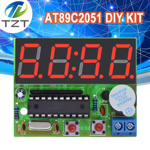 TZT AT89C2051 Digital LED Display 4 Bits Electronic Clock Electronic Production Suite DIY Kit 0.56 I