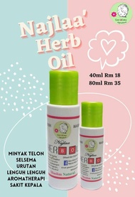 Set Najlaa Baby Skincare Herbal Oil Baby Balm Kunyit Hitam Essential Herbal Cream najla Sembelit Ecz