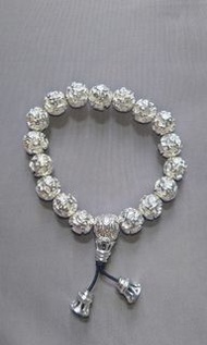 S990純銀六字真言亮銀佛珠/手珠/避邪/招財/送禮/過節/招財/太歲