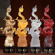 Long Longteng Red Dragon Gift Open Door Insurance Office Ornaments Crystal Dragon Company Ornaments 