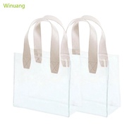 Winu 2Pcs Clear PVC  Bags 9x9 8x5 5Inch Packaging Bag With Handle For Wedding