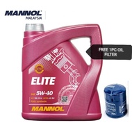 (MADE IN GERMAN) Mannol 7903 Elite+ESTER SAE 5W40 Fully Synthetic Engine Oil/Minyak Hitam(4Liter)(FREE 1PC OIL FILTER)