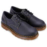 Giày nam da bò cột dây viền chỉ màu đen HQ7118