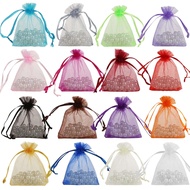 25pcs color yarn organza gift bag organza bag mesh wedding candy packaging bag storage tulle fabric bag