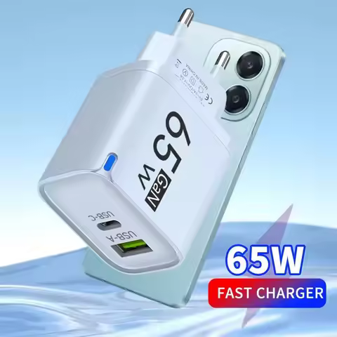 65W 2-poorts USB snellader USB Type C snellaadlader EU stekkeradapter voor iPhone Xiaomi Samsung