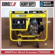 EuroX/Europower 2000Watt Diesel Generator TDH2501 - Heavy Duty - 6 Months Local Warranty -