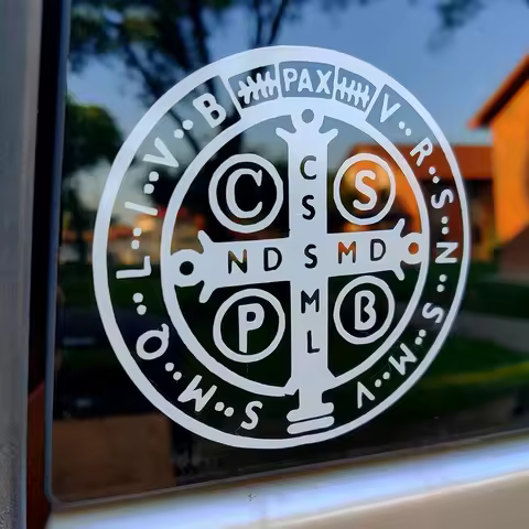 Saint Benedict Catholic Car Stickers St benedict Front And Rear Stop Glass Bumper Trim Vinyl Decals 