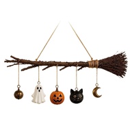 LUNARA Warm Color Witch Broom Wall Decoration Glowing LED Lighted Halloween Wall Art Witchy Witch De