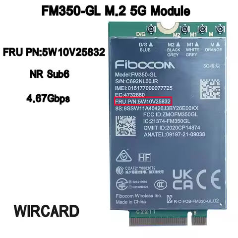 FM350-GL 5G NR M.2 Sub6 5G Module FRU 5W10V25832 For ThinkPad P1 Gen5 T14s Gen3 X13 Gen3 X1 Carbon 1