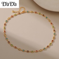 916 Gold Pawnable Square Colorful Zircon Necklace